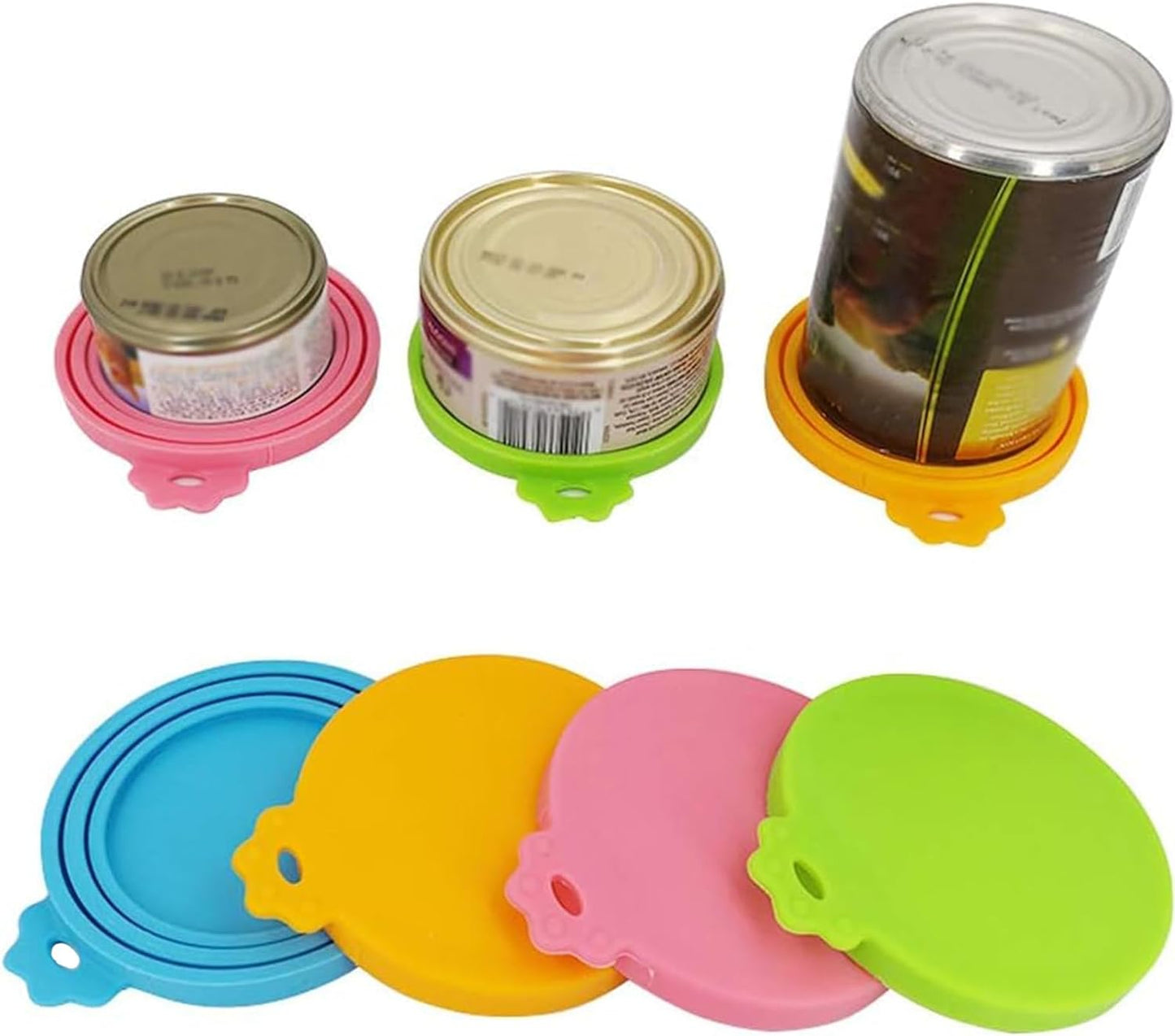 Food Can Lids, Universal BPA Free Silicone Can Lids Covers for Dog and Cat Food, One Can Cap Fit Most Standard Size Canned(4 Pack Multicolor