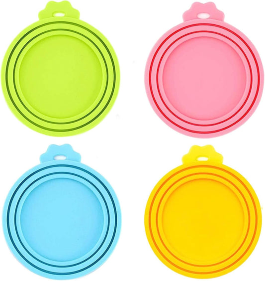 Food Can Lids, Universal BPA Free Silicone Can Lids Covers for Dog and Cat Food, One Can Cap Fit Most Standard Size Canned(4 Pack Multicolor
