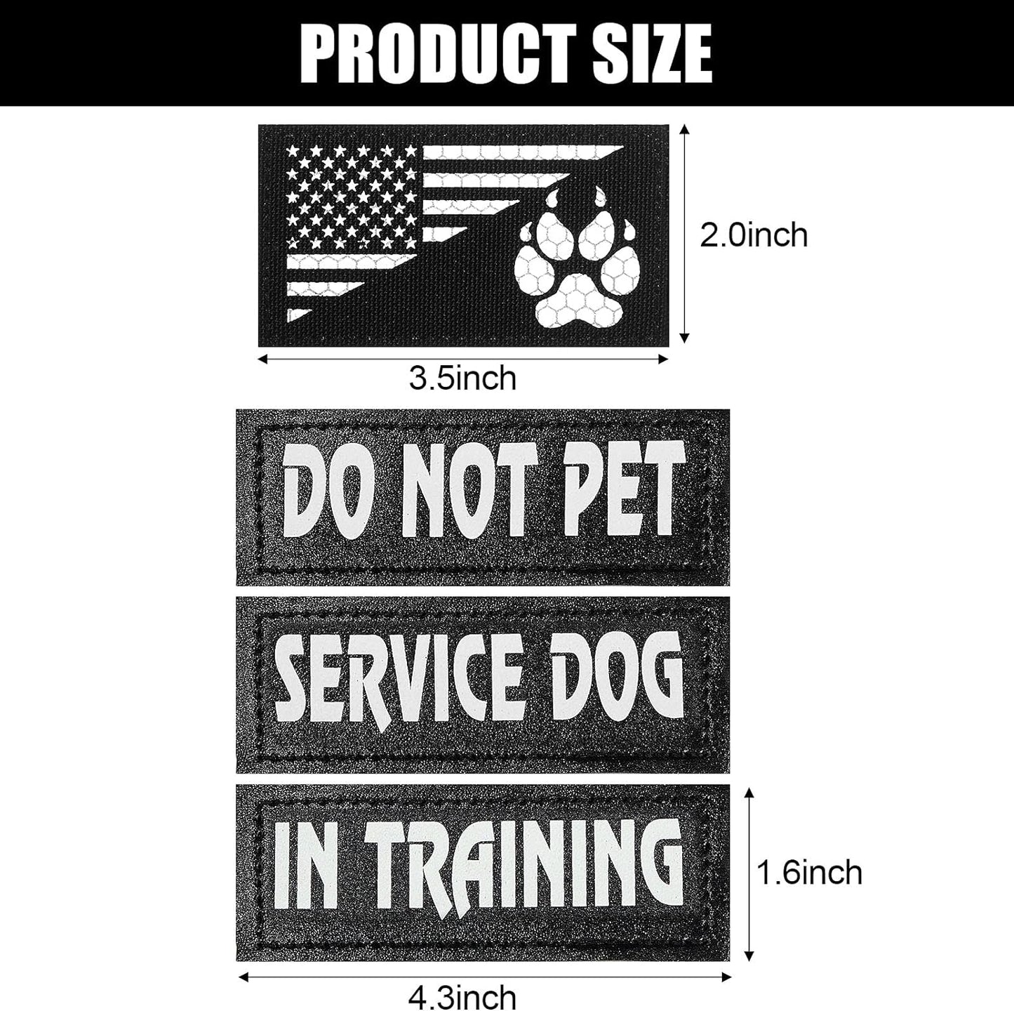 8 Pieces Reflective Service Dog Vest Patches Do Not Pet in Training Harness Removable Tactical Dog Vest Patches with Printed Paw(Classic Patterns,6 X 2 Inch)