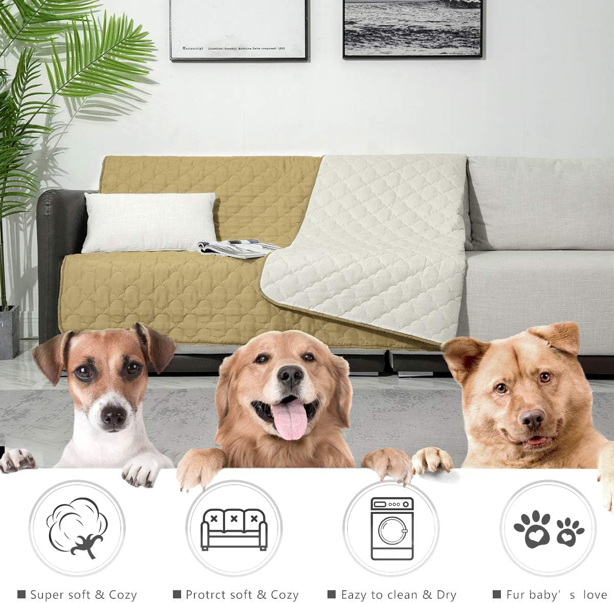 Dog Bed Covers Dog Rugs Pet Pads Puppy Pads Washable Pee Pads for Dog Blankets for Couch Protection Super Soft Pet Bed Covers for Dog Training Pads 1 Piece 82"X82" Taupe