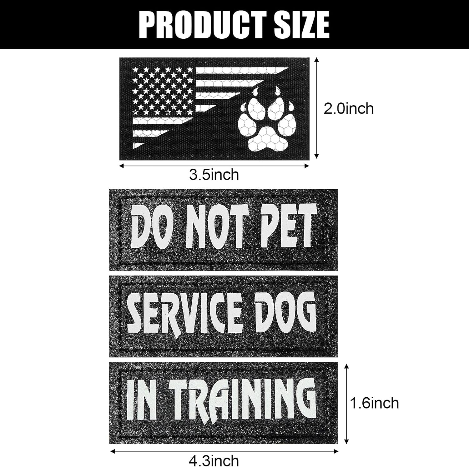 8 Pieces Reflective Service Dog Vest Patches Do Not Pet in Training Harness Removable Tactical Dog Vest Patches with Printed Paw(Classic Patterns,6 X 2 Inch)