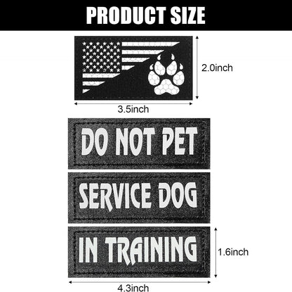 8 Pieces Reflective Service Dog Vest Patches Do Not Pet in Training Harness Removable Tactical Dog Vest Patches with Printed Paw(Classic Patterns,6 X 2 Inch)