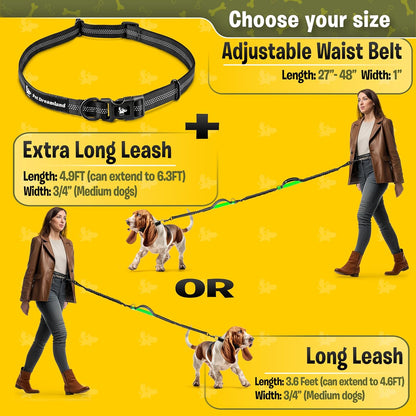 Exquisite Hands-Free Leash for Medium Dogs: Ultimate Comfort & Freedom for Running, Walking, Hiking. Premium Quality, Durable & Versatile Waist Dog Leash Belt. Your Dog Will Love It