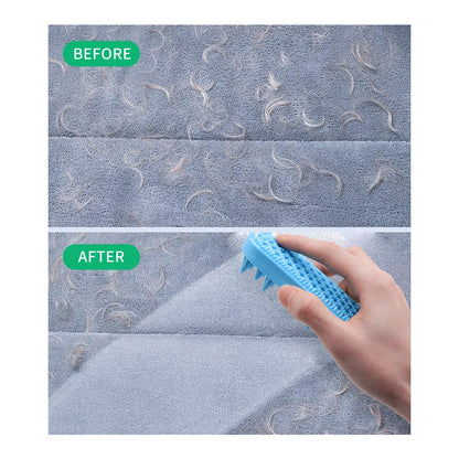 Dog Grooming Brush,  Silicone Dual Side Pet Bath Brush for Deshedding & Massaging, Hair Brush Comb for Pet, Puppy, Cats (Blue)