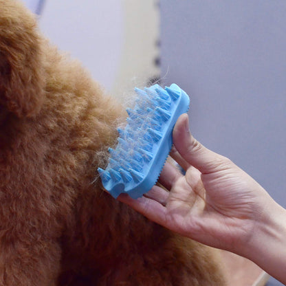 Dog Grooming Brush,  Silicone Dual Side Pet Bath Brush for Deshedding & Massaging, Hair Brush Comb for Pet, Puppy, Cats (Blue)