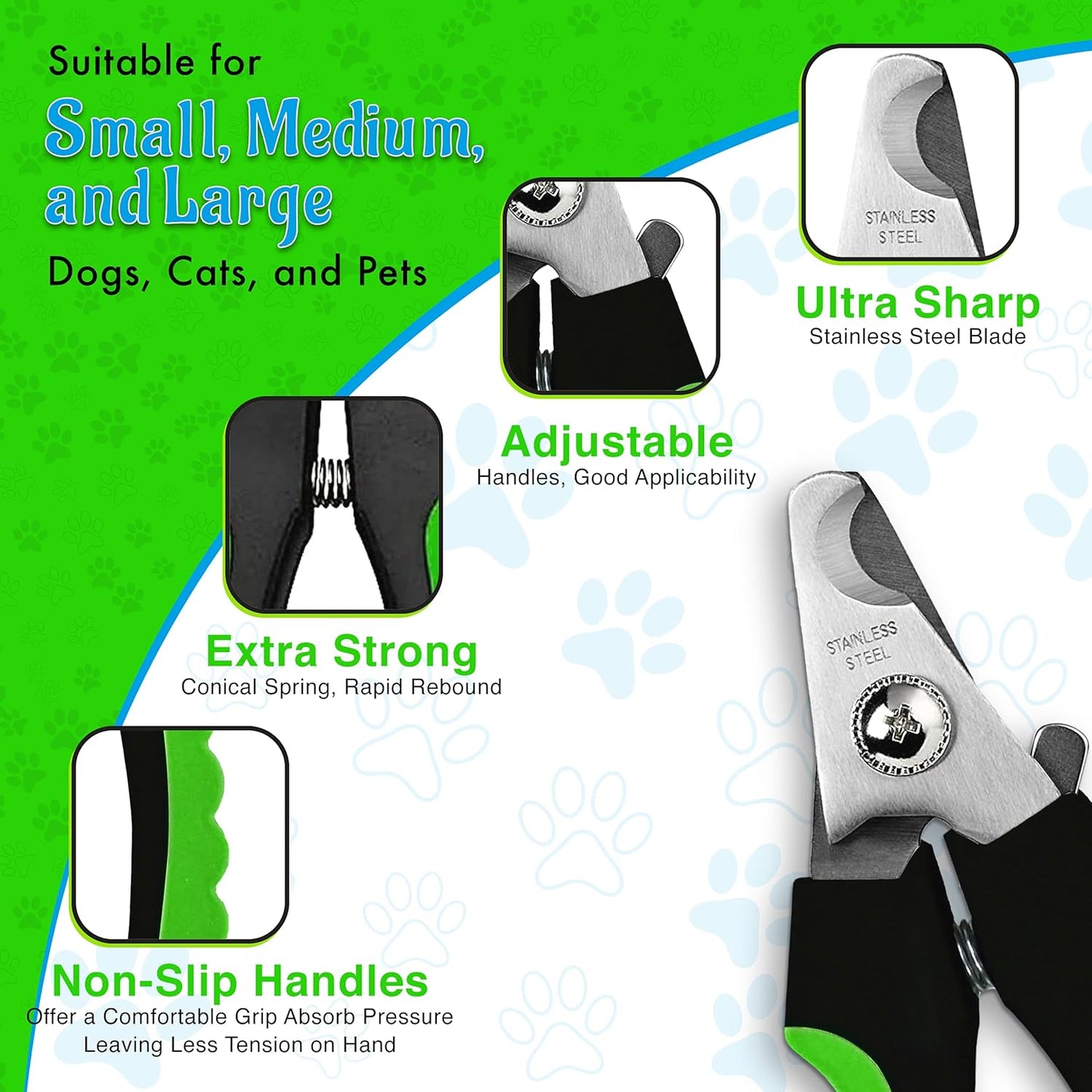 Dog Nail Clippers - Dog and Cat Pet Nail Trimmers with Nail File | Grooming Tool for Pets with Lick Mat - Professional Nail Clippers for Small Medium Large Breeds, Green